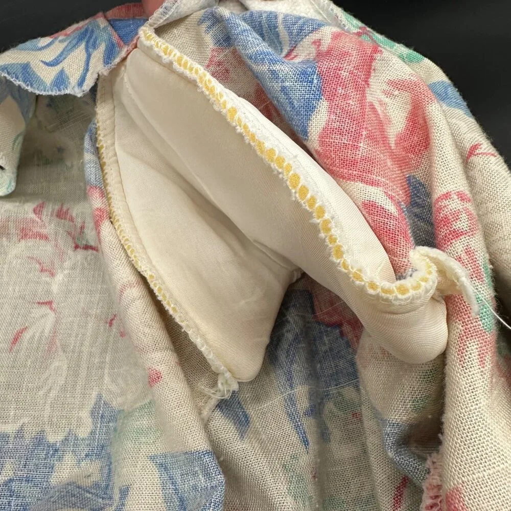 Vintage Floral Blazer 1980s Womens Jacket Pink Blue Shoulder Pads USA Size 18 - Picture 6 of 7